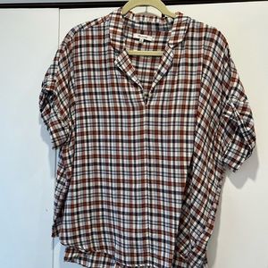 Madewell popover plaid top